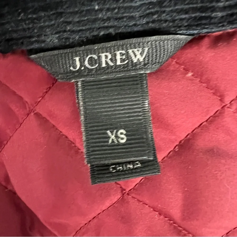 J.Crew Quilted Down-Filled Jacket Burgundy Corduroy Collar Women’s Size XS